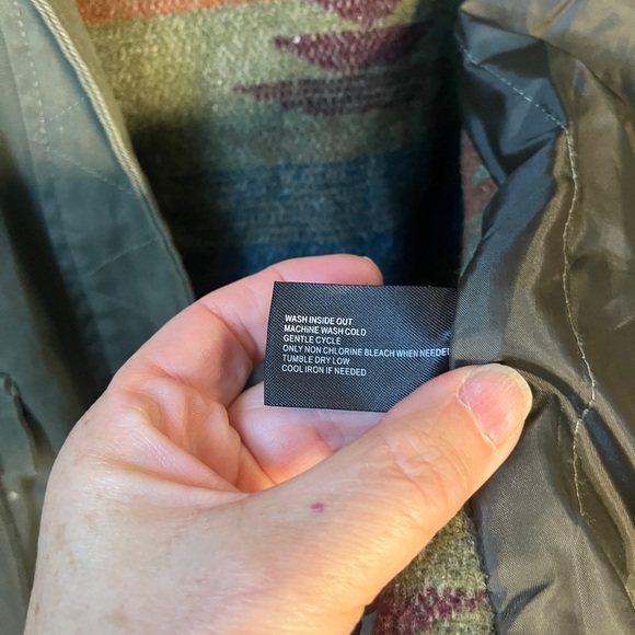 Coffee Shop New York Women’s Field Jacket Size Small Military Green Aztec Hooded - Picture 4 of 9